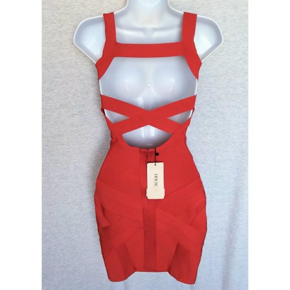 NWT House of CB Jennifer Cross Back Bandage Dress - Picture 6 of 8